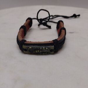 Bronze Tone Scorpion Black Leather Adjustable Bracelet #BA-16